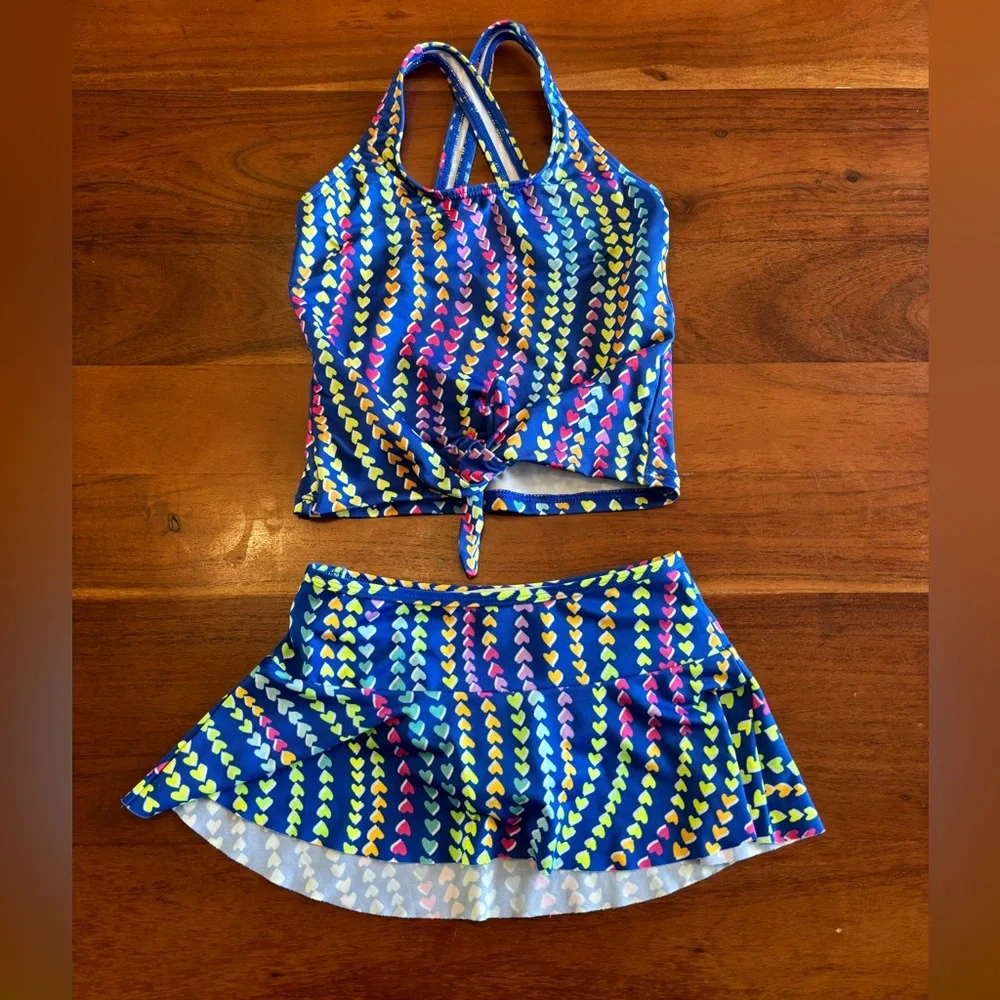 Lands' End Multicolor Heart Tankini Set